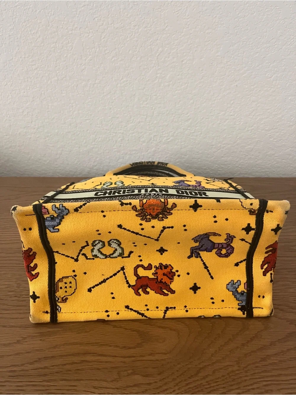 Dior Yellow Zodiac Canvas Book Tote Small